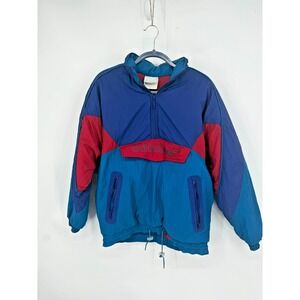 Vintage 90s Adidas Colorblock Puffer Jacket Windbreaker Ski Size S Street Retro